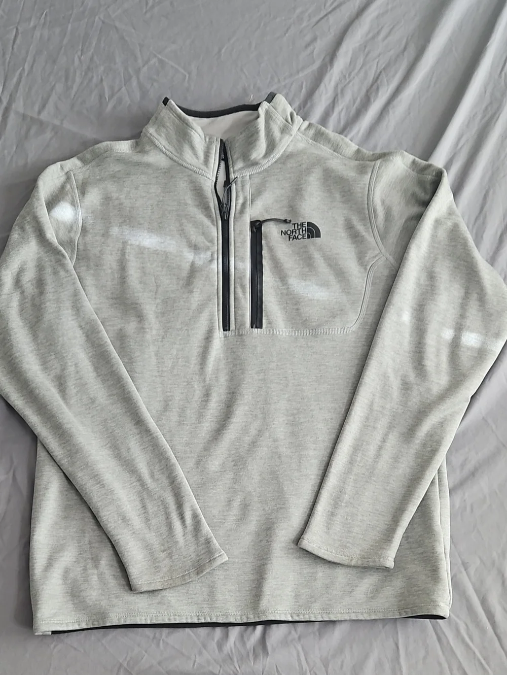 The North Face Men’s Light Gray Zip-Up Pullover Sweater